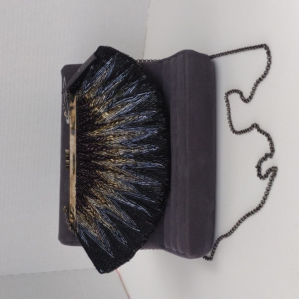 Max New York Embellished Black,Brown and Gold Clutch Bag